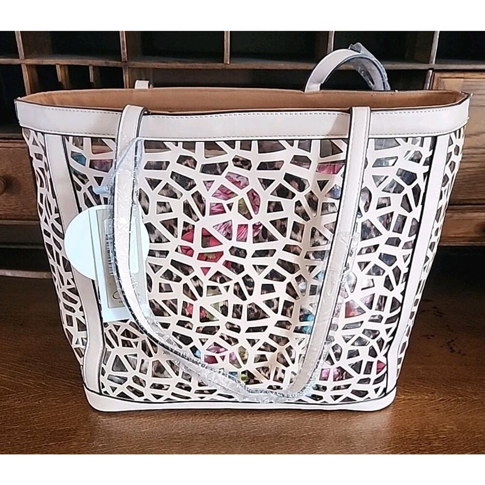 2 in 1 Laser Cut Blush Pink Vegan Leather Shopper and Leopard Cross Body